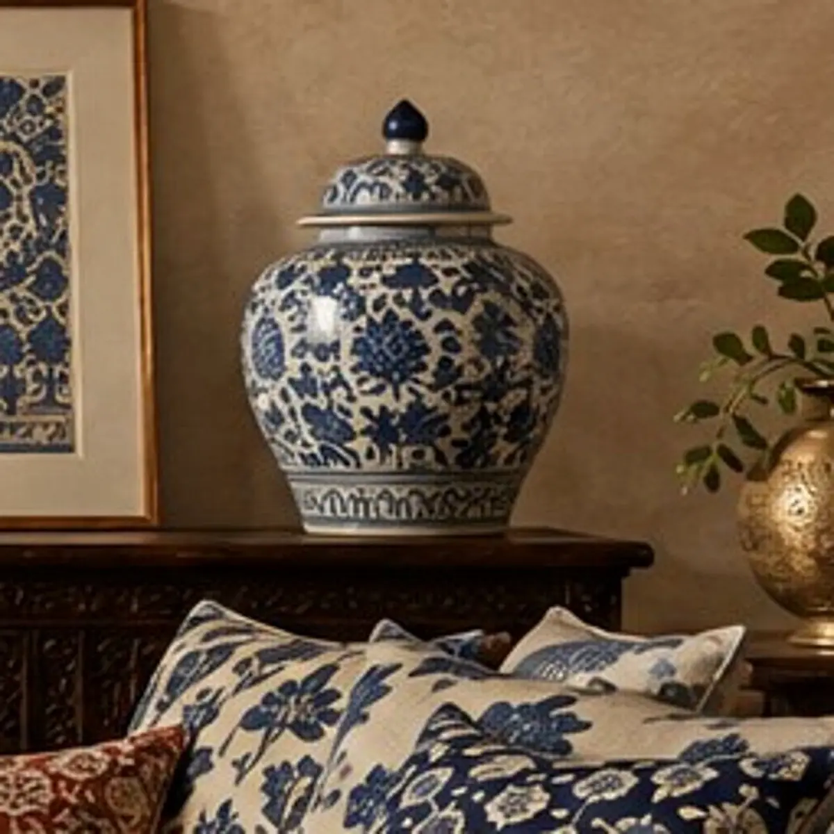 Blue Floral Urn